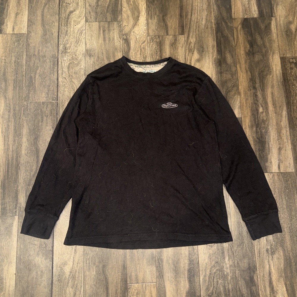 Realtree Waffle-Knit Long-sleeve Pullover Performance T-Shirt Men's Size L Black